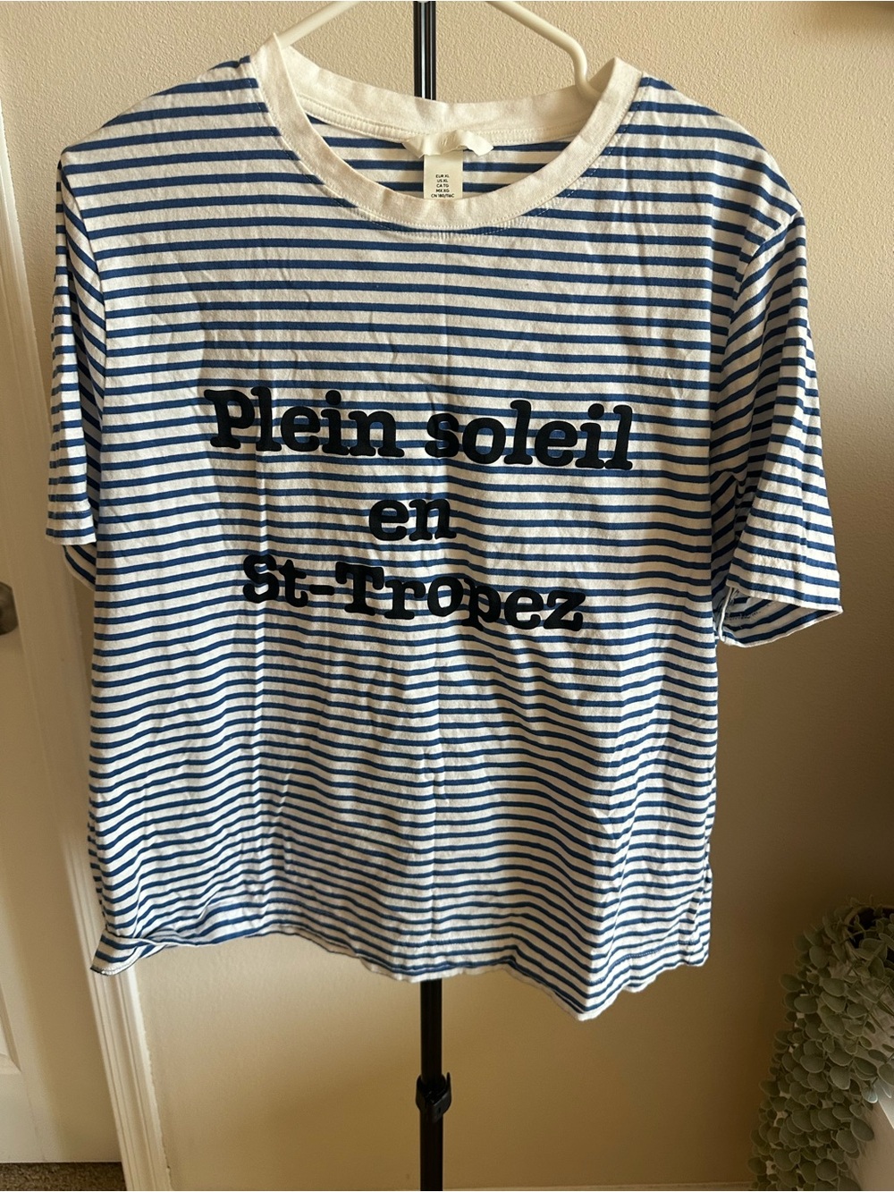 H&M Blue & White Striped Graphic Tee